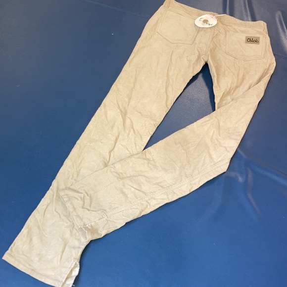 CHLOE Vintage NWT Sz 40 SUPER RARE pinwale tan corduroys with split hem BOHO - Picture 2 of 10